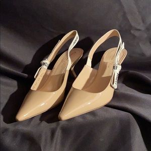 Christian Dior nude slingback low heels